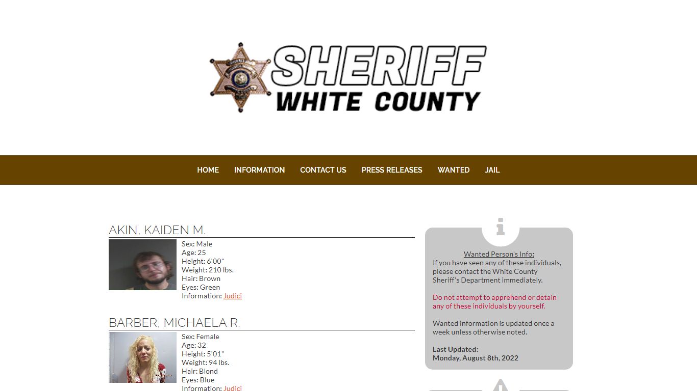 White County Sheriff | Wanted
